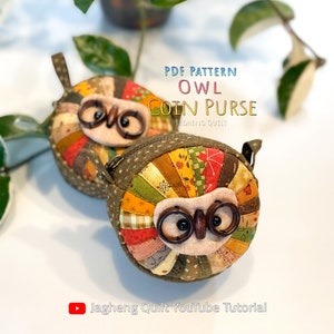 Owl Coin Purse : PDF pattern WITHOUT written instructions, See the video tutorial on YouTube