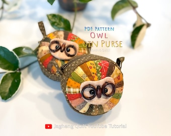 Owl Coin Purse : PDF pattern WITHOUT written instructions, See the video tutorial on YouTube