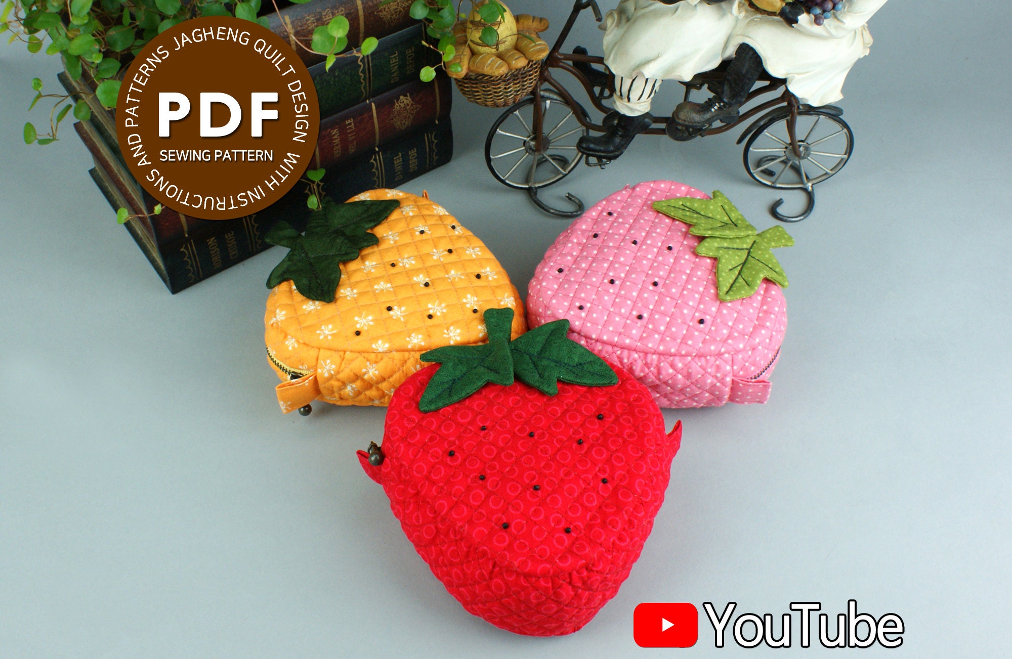 PDF Strawberry Pouch Pattern & Tutorialvideo in Youtube - Etsy
