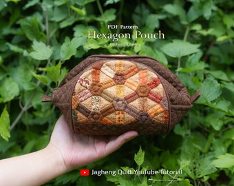 Hexagon Patchwork Pouch PDF Pattern & Tutorial(Video in Youtube)