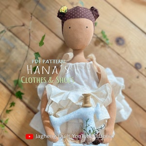 Hana's Clothes & Shoes Pattern, Doll height 68cm(26.8in), PDF Sewing Pattern WITHOUT written instructions, See the video tutorial on YouTube