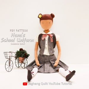 Hana&#39;s  School Uniform, Doll height 68cm(26.8 inch), PDF Sewing Pattern WITHOUT written instructions, See the video tutorial on YouTube