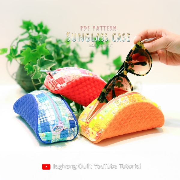 Sunglass case: PDF pattern WITHOUT written instructions, See the video tutorial on YouTube