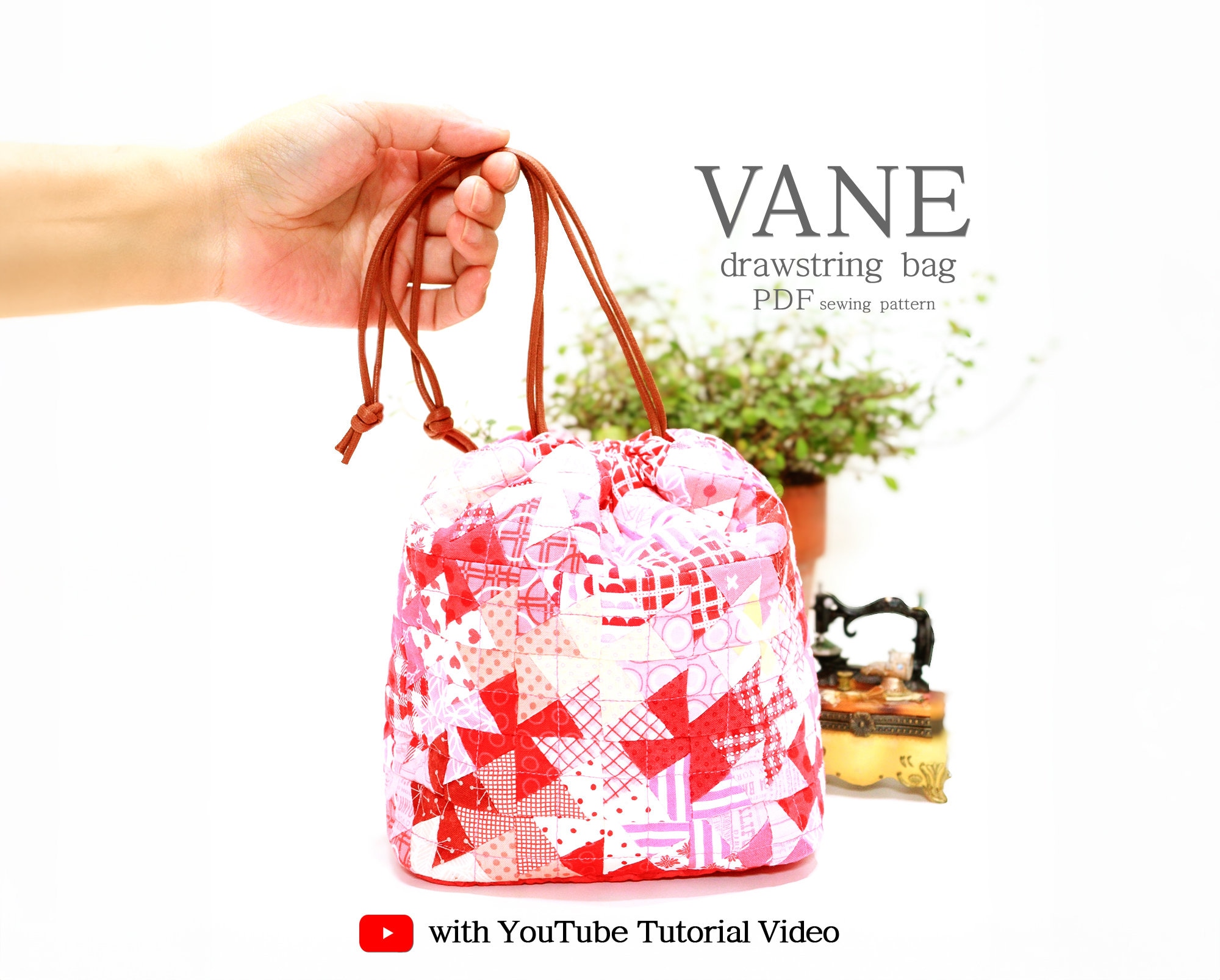 Drawstring Patchwork Bag : PDF Pattern WITHOUT Written Instructions ...