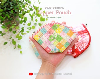 Zipper Pouch : PDF pattern WITHOUT written instructions, See the video tutorial on YouTube