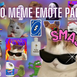 150 meme emote pack | Meme emotes | Twitch, discord emotes | Meme cat emotes | Funny emotes |