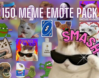 150 meme emote pack | Meme emotes | Twitch, discord emotes | Meme cat emotes | Funny emotes |