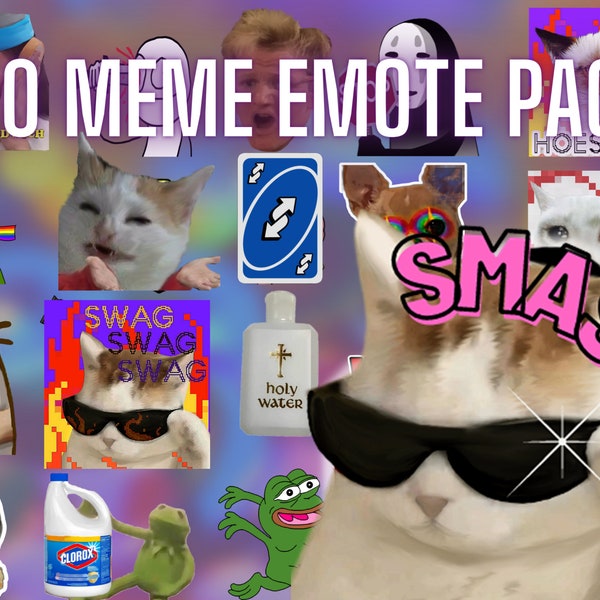 150 meme emote pack | Meme emotes | Twitch, discord emotes | Meme cat emotes | Funny emotes |