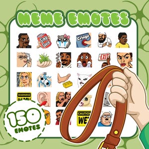 150 Big Emote Pack – Funny Meme Emotes for Twitch, Discord, YouTube, TikTok | Twitch emotes static | meme emotes | text emotes | cat emotes