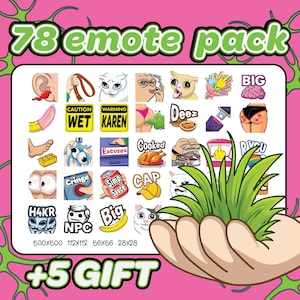 Funny emote bundle | 78 + 5 emotes | funny text emotes | twitch emotes | discord emotes | emote pack | meme emotes | meme cat emotes | emote