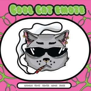 Emote de gato genial / Emote de meme / Emote de Twitch / Emote de Discord / Emote divertido de Twitch / Emotes de gato / Emotes de gato meme /