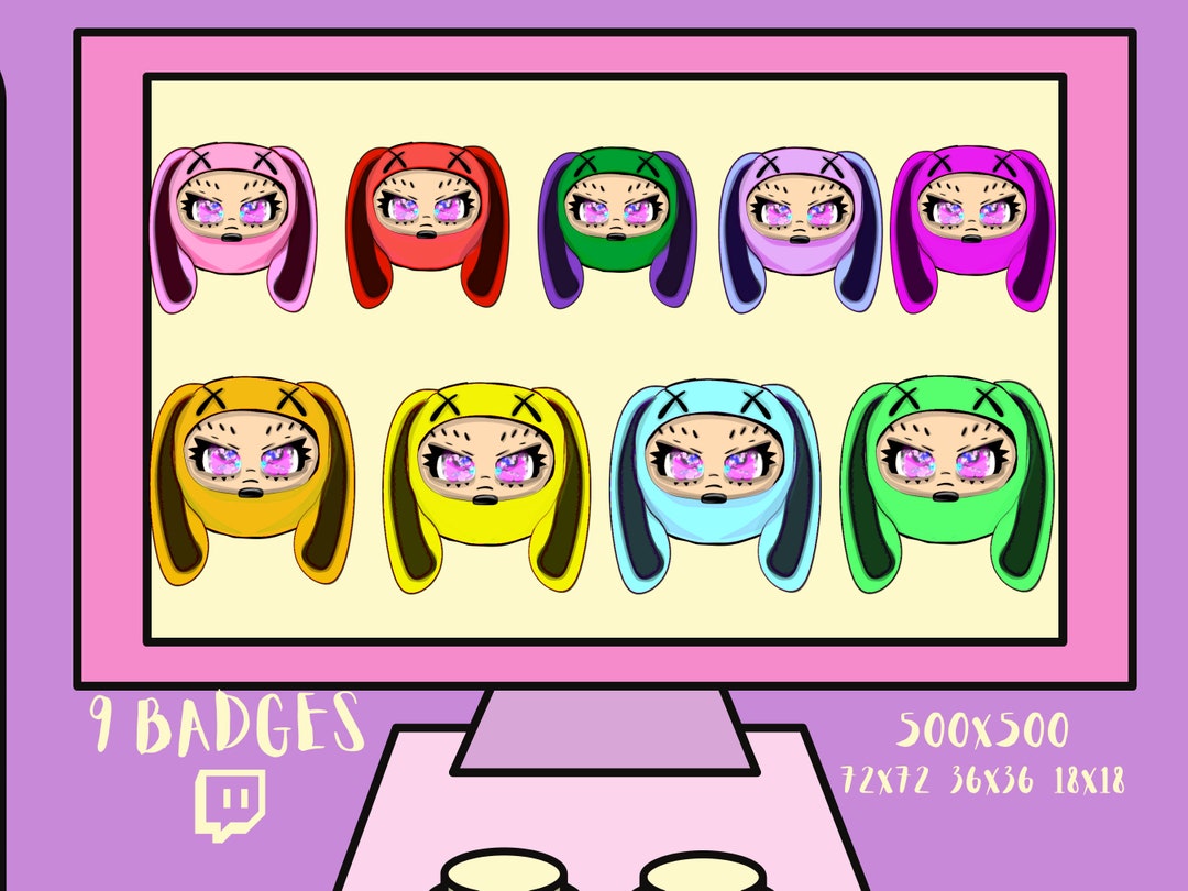 Twitch Badges Kawaii Badges Cute Badges Bunny Badges - Etsy