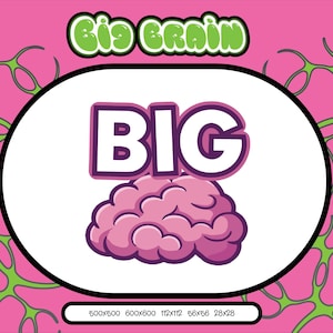 NEW VERSION Big brain meme emote | pink emote | meme emote | twitch emote | discord emote | emote