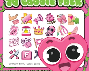 Roze emotepakket: 70 schattige emotes voor Twitch & Discord | Kawaii roze streamer-emoties | Roze tekstemoties | Meme-emotepakket | Emotes