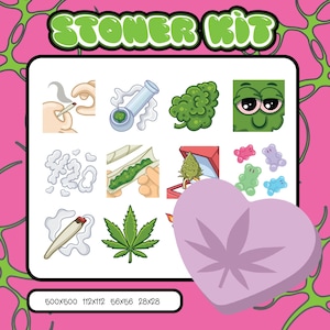 15 emotes de kit de Stoner / emotes 420 / emotes de Twitch / emotes de Discord / emotes verdes / emotes lindos / emotes de memes /