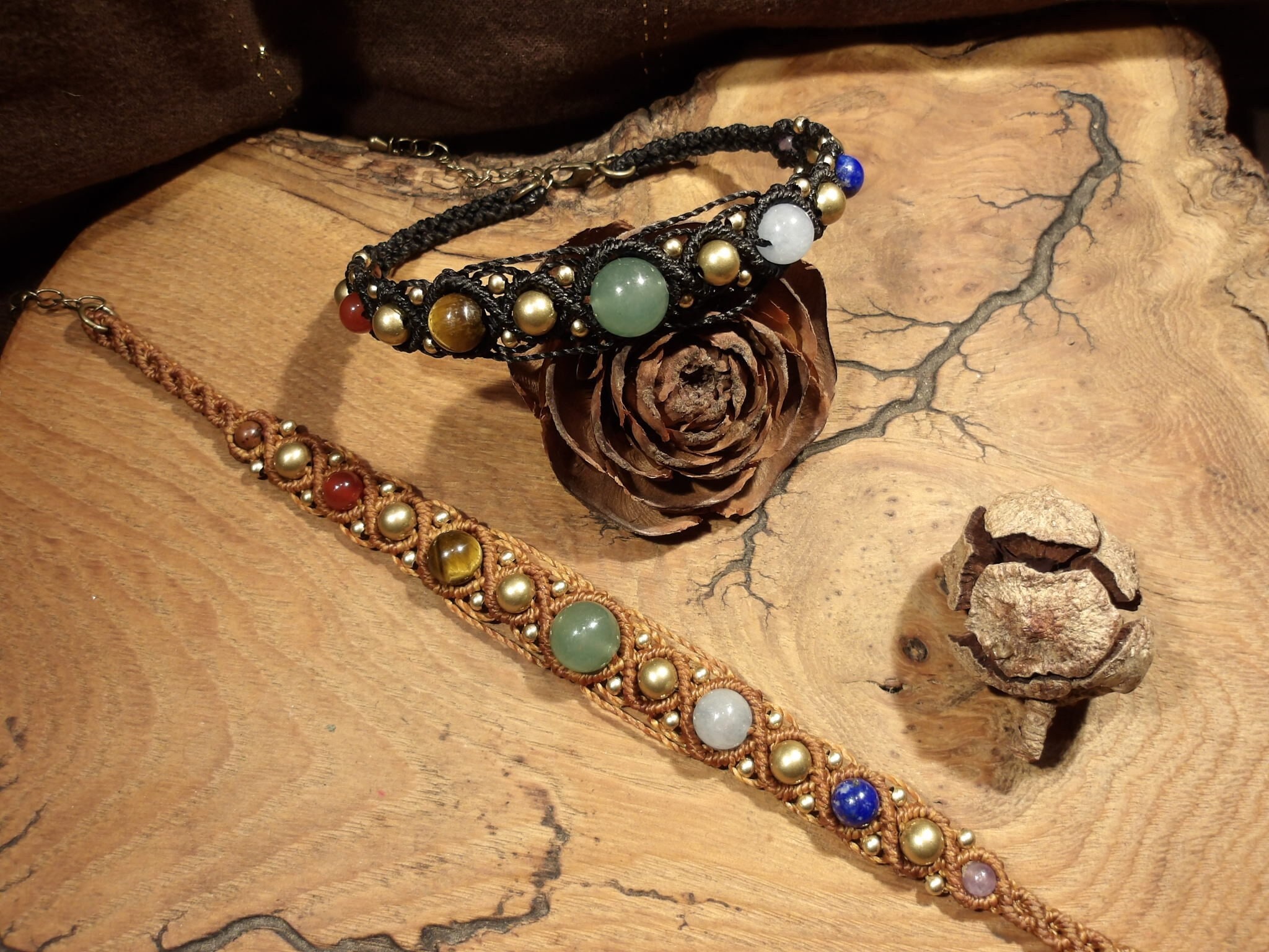Bracelet De Cheville Doré Avec Perles Olive Et Turquoise - Modèle 683 - Occasion Très Bon état