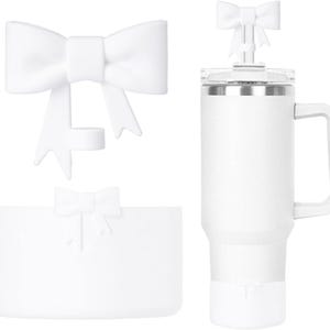 White Bow Tumbler Boot: Anti-Slip Silicone Sleeve for 20-40oz Tumblers
