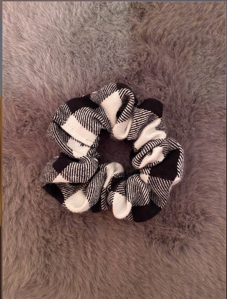 Black and White Plaid Scrunchies