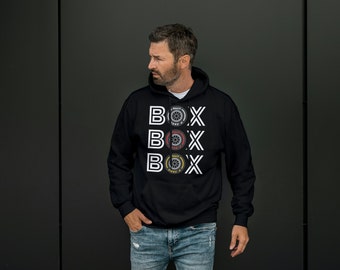 Sudadera con capucha de F1, Box Box Box, regalo de F1, Fórmula 1, sudadera con capucha de carreras, merchandising de F1, aficionado a las carreras, Fórmula 1, aficionado a la F1, Pit Lane, equipo de boxes