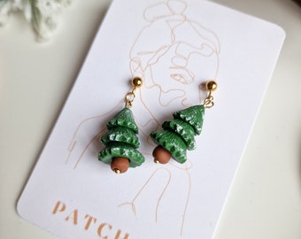3 PARTS CHRISTMAS TREE | Polymer Clay Earrings |  Winter Lovers Accessories |Boxing Day Jewellery Gift | Xmas Jewelry For Boho Lovers