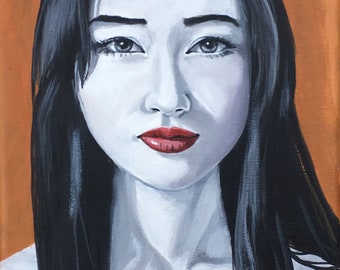 retrato, de, mujer asiática