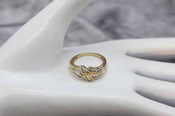 Wavy Tricolor 10k Gold Cocktail Ring from Brazil - Diamond Waves | NOVICA