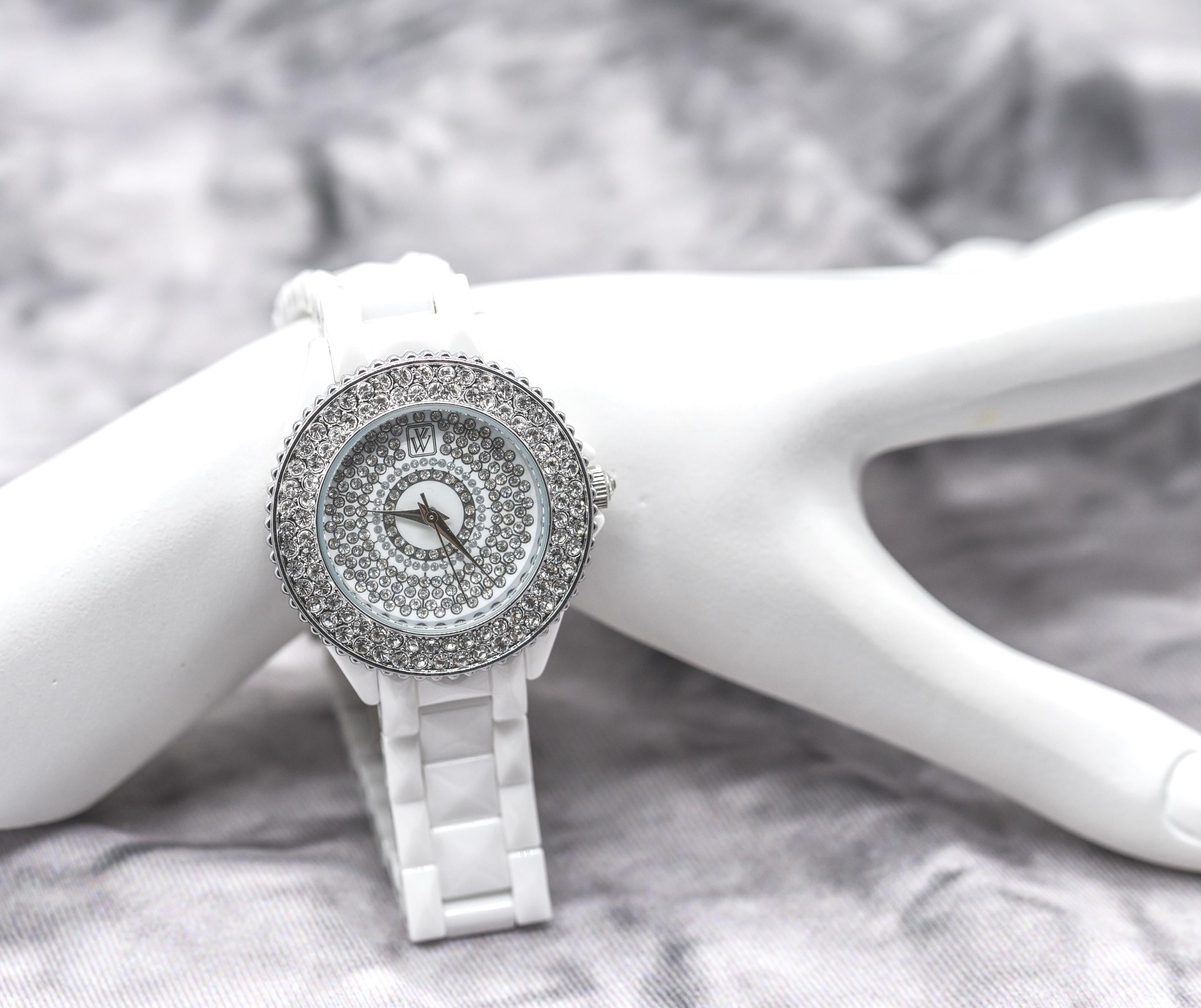 Victoria Wieck Ceramic Crystal Watch White 7-8”L Casual Evening Adjustable il_fullxfull.5826816999_65f1.jpg main image 4