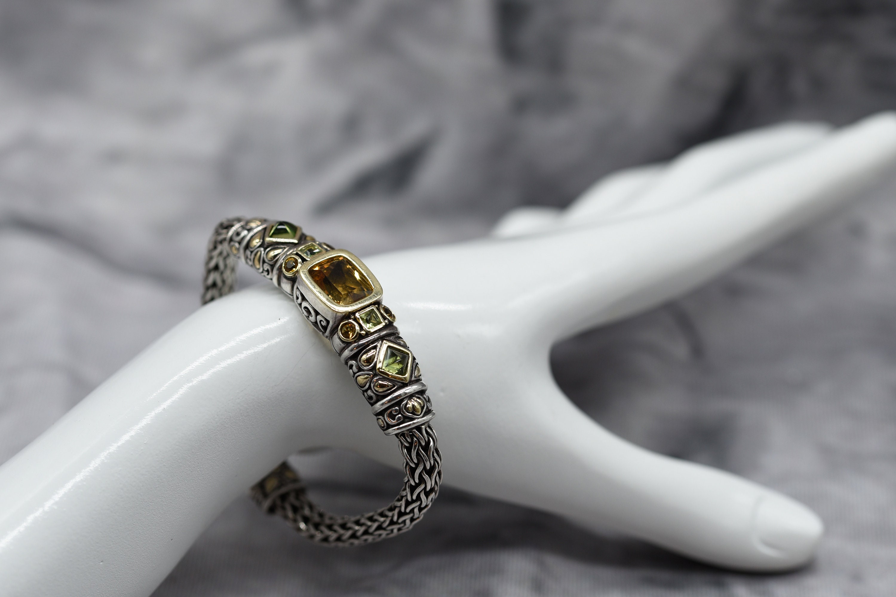 JOHN HARDY 925 Silver and 18K GOLD Vintage Peridot Citrine