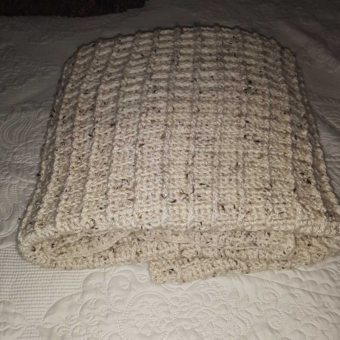 Crocheted Waffle stitch afghan handmade Etsy