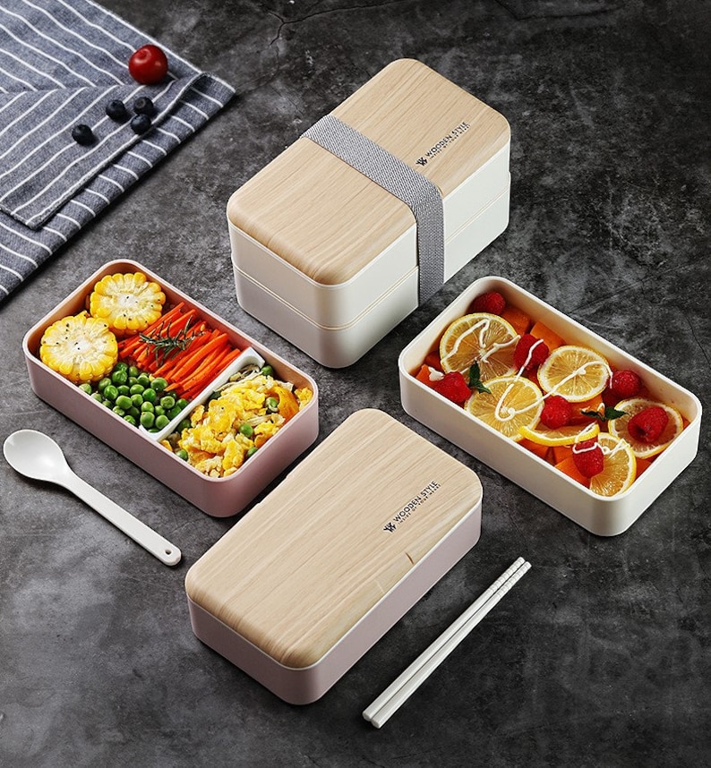 Japanese-style Bento Box Lunch Box 2 Compartments Wooden - Etsy UK