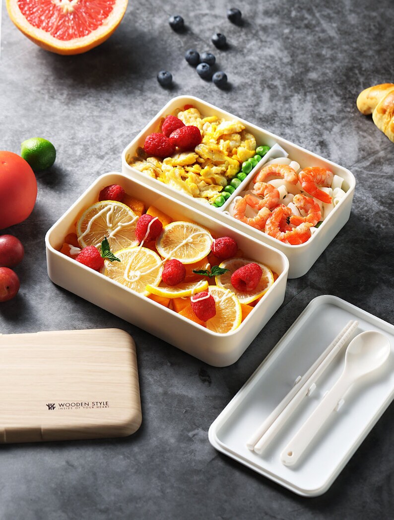 Japanese-style Bento box Lunch box 2 Compartments Wooden Christmas