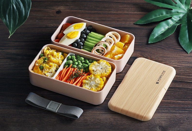 Japanese-style Bento box Lunch box 2 Compartments Wooden Christmas