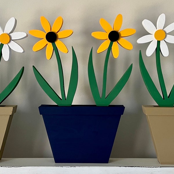 Wooden Flower Pot - Daisy