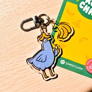 Niedliches Bananen-Vogel-Acryl-Schlüsselanhänger für Rucksack, Schlüsselanhänger für Taschen, Obst, Schlüsselanhänger für Airpods, Bagcharm oder Taschenzubehör