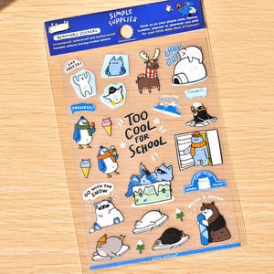 Lámina de pegatinas de Yeti divertidas, pegatinas de pingüino de vinilo removibles e impermeables para botellas de agua, tazas Yeti, fundas de teléfono o portátiles. Diseño original.