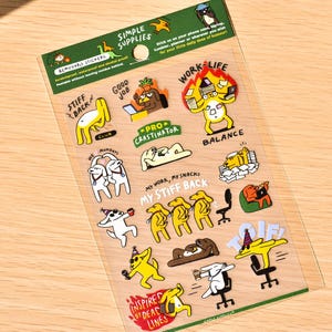 Funny Office Waterproof Sticker Sheet Removable Vinyl Stickers for Laptop Phone Case Stickers for Water Bottle or Planner ⎮Original artwork