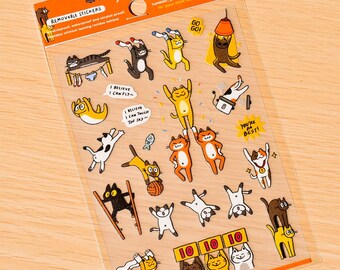 Funny Cat Sticker Sheet Waterproof Removable Vinyl Cat Stickers for Laptop Phone case Stickers for Water Bottle or Planner ⎮Original artwork