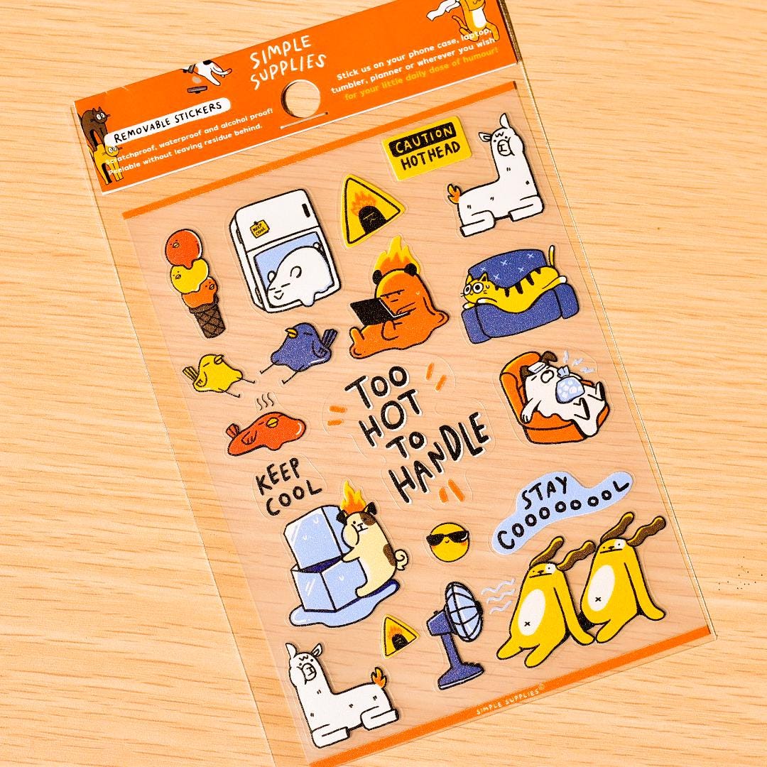Hot Sticker Pdf Too Hot Waterproof Sticker Sheet Removable Vinyl Doodle Sticker for ...