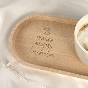 Presente pessoal | Bandeja com gravação Inspirar Expirar Sorriso | Ideia de presente | Aniversário Natal | Atenção | Decoração de madeira