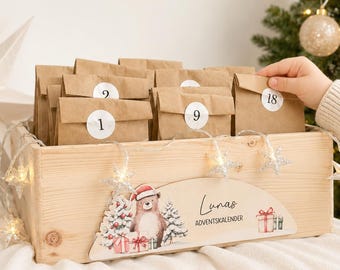 Personalisierter Adventskiste Kinder Geschenkidee | Dezember Kalender Weihnachtsfreuden Holzbox DIY Weihnachten | Aufbewahrungsbox Mehrzweck