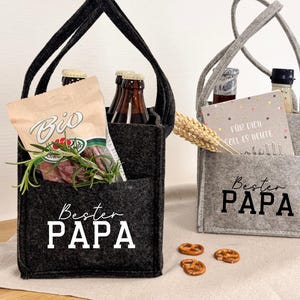 Vaderdagcadeau voor de beste vader | Cadeau idee vilten tas | Bierdrager | Flessendrager | Handtas voor heren | Cadeau inpak dingetje