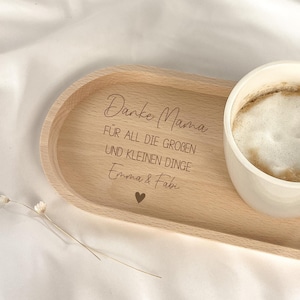 Muttertag Mama persönliches Geschenk | Tablett mit Gravur Danke für all die Dinge + personalisiert | Geburtstag Weihnachten | Oma Papa Uroma