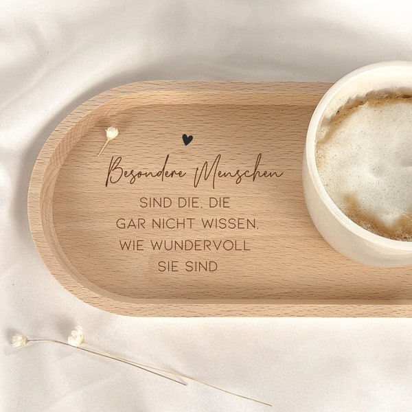 Persönliches Geschenk Weihnachten Geburtstag  | Besondere Menschen | Tablett mit Gravur Kaffee Tee | Holz Deko | Brett  | Für Sie Ihn Frau