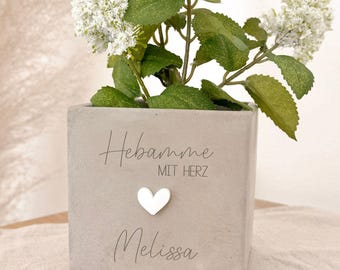 Personalized midwife thank you gift idea flower pot | Birth, baby, pregnancy, childbirth, daycare provider, mother | with heart
