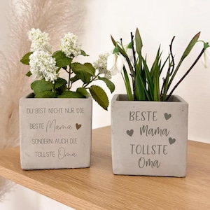 Muttertag Personalisiertes Geschenk Beste Mama Oma | Blumentopf nachhaltig Geldgeschenk Pflanze | Betonoptik Keramik |  Ostern Geburtstag