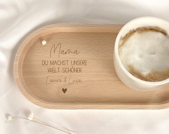 Personal gift Mother's Day | Tray with engraving Mom you make our world more beautiful | Birthday | Small gift wooden decoration beech
