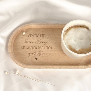 Regalo personale per la fidanzata | Vassoio con incisione Goditi le piccole cose | Compleanno Natale | Piccolo regalo | decorazione in legno