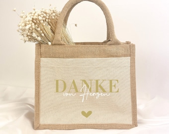 Thank you from the heart jute bag | Small gift | Thank you neighbors | Colleagues | Nurse | Girlfriend | Grandma | Gift idea