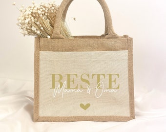 Personalisierte Jutetasche Beste | Geschenk Mama Oma Tante Patentante | Geburtstag | Weihnachten | Shopper | Mit Name | Vilive