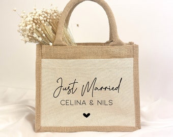 Personalisierte Jute Tasche | Geschenk Brautpaar | zur Hochzeit | Standesamt | Verlobung | Geldgeschenk | Kleinigkeit | Jahrestag | Vilive